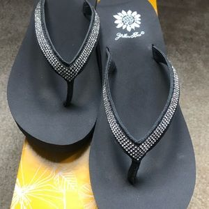 NEW Yellow box sandals. Never worn in original box